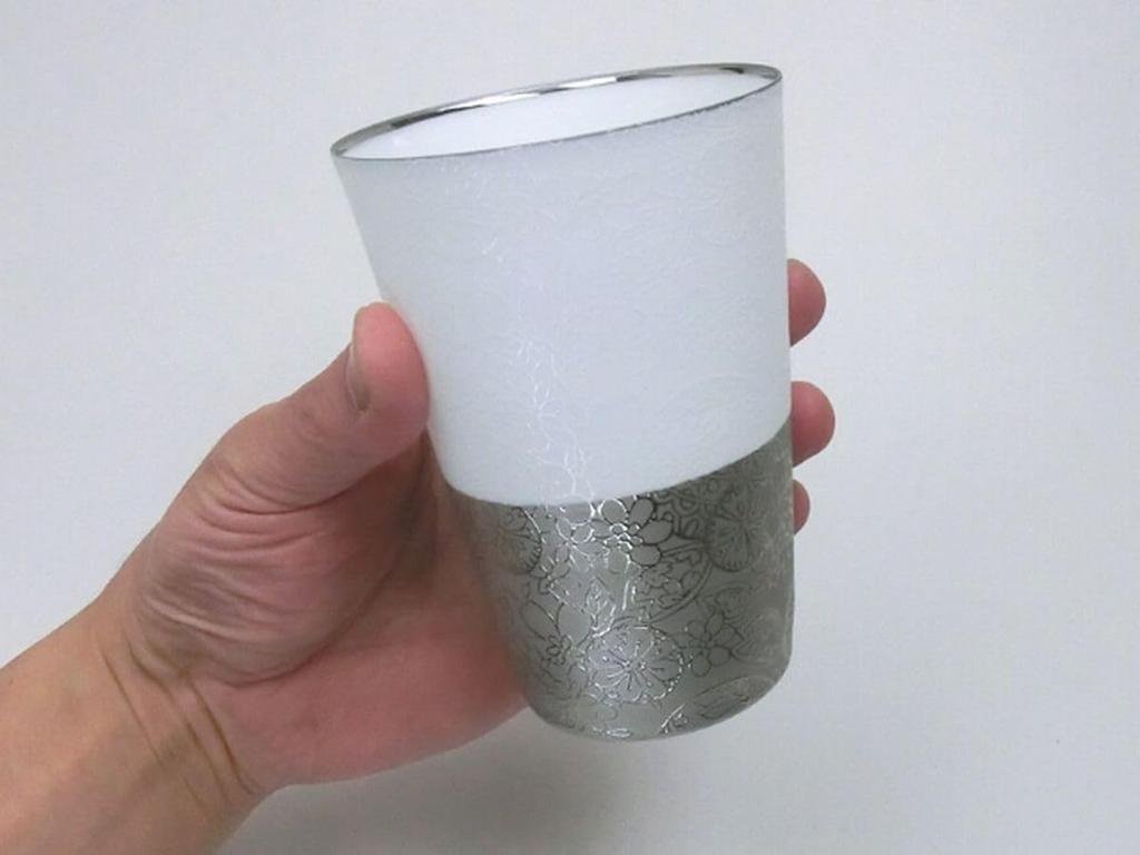 Platinum Wooden Made in Japan J-kitchens Cup, Ultra-thin, Light-transmitting Tumbler, Temari, Box, 370ml,