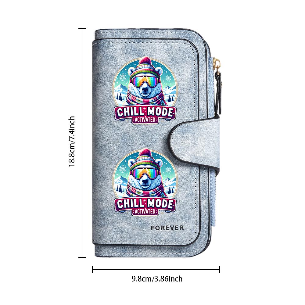 Cute Bear Printed Long Wallet Multi Card Holder Fashion Casual Purse for Daily Use
