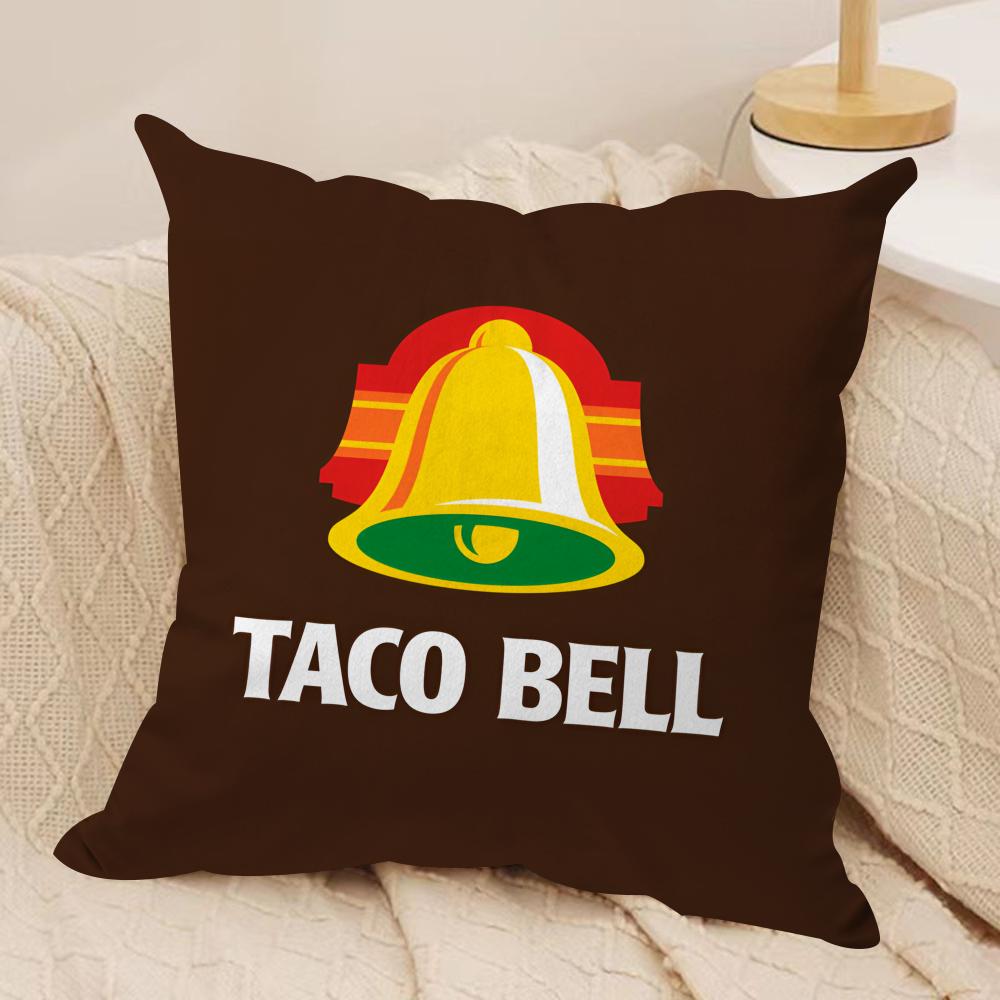 Mexican Flavor T-Taco Bell Cushion Cover Soft Plush Fabric Double-Sided Printed Sofa Cushion Cover for All Seasons Home Decor