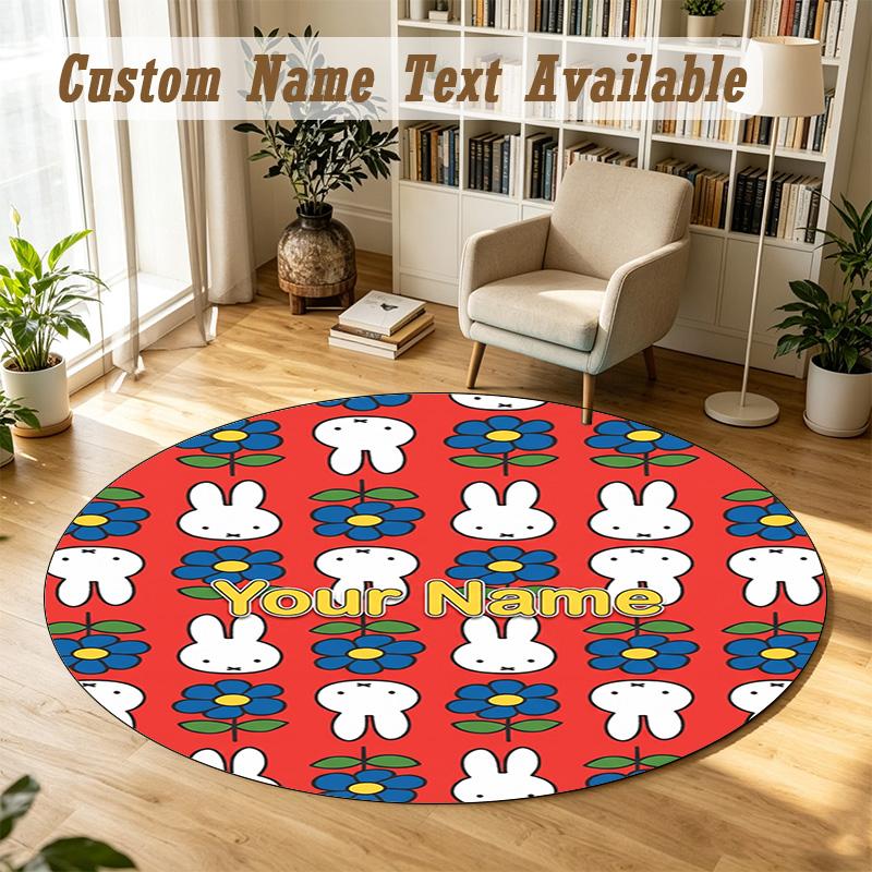 Round Rug Custom NameMiffy Pattern Non Slip Carpet Home Floor Decor