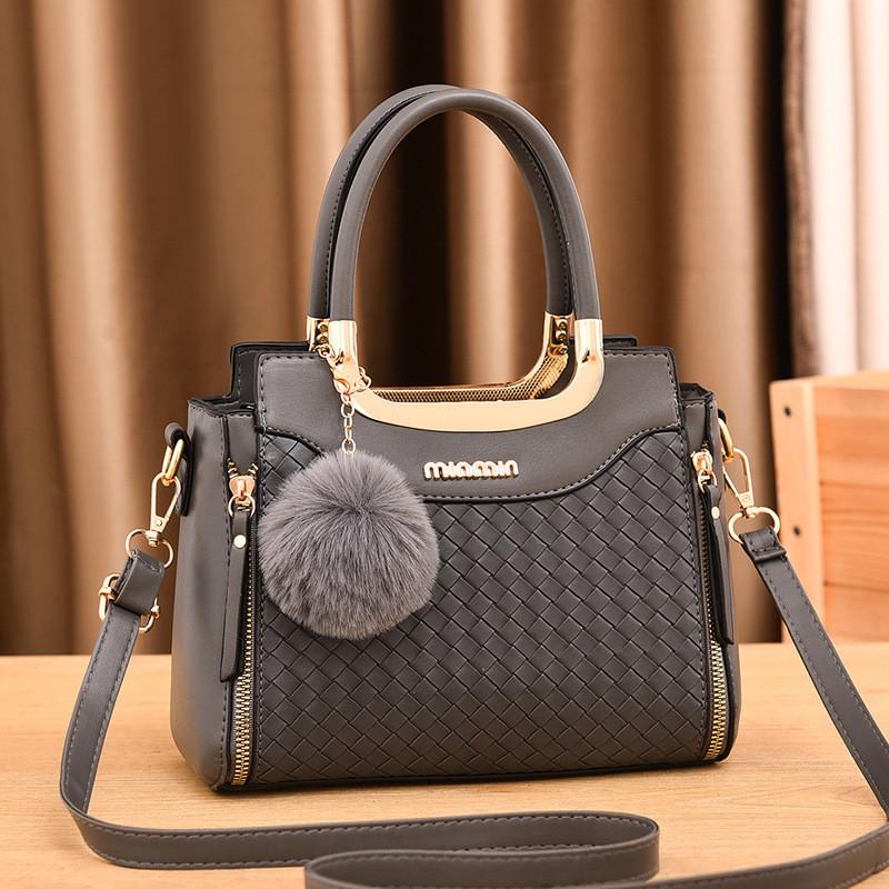 Stylish Medium Sized Womens Woven Handbag In Black Red Blue Beige Gray Yellow For Everyday Use