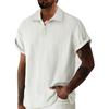 Summer Men Hollow Out Textured Polo Shirt Casual Roll Up Sleeve Top