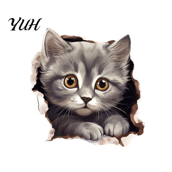 Animal Patterns Sticker Broken Wall Cat Toilet Sticker, Peel And Stick Decor Decals Decal, Removable Waterproof PVC Lid for Bathroom Easy Application