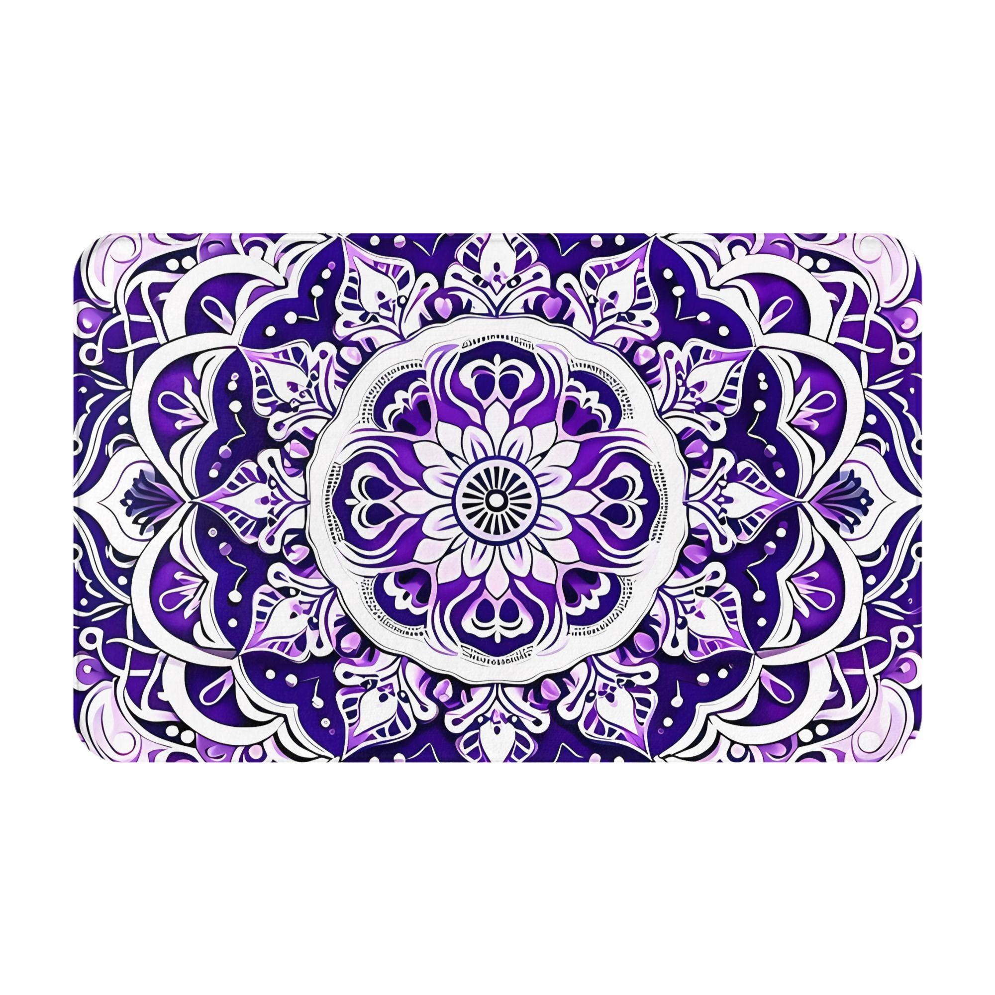 

1pc Christmas Decor Non-Slip Door Mat with Purple Mandala Design for Living Room And Bedroom, Modern Welcome Carpet for Home 40x60cm