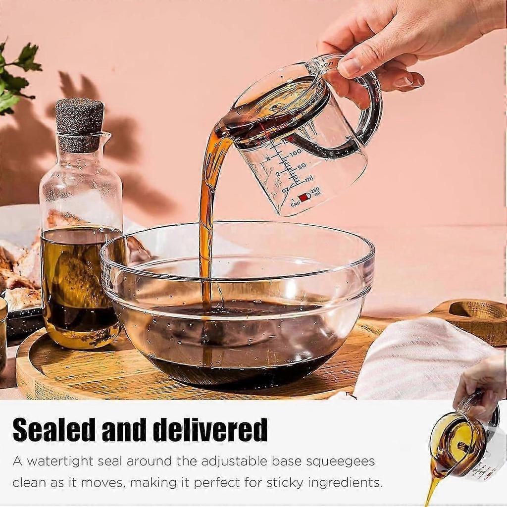 4-in-1 Adjustable Measuring Cup, Multi-Functional Measuring Cup with Scraper-Style Seal Base, Space-Saving Easy to Clean No Waste Design, Multi Measur