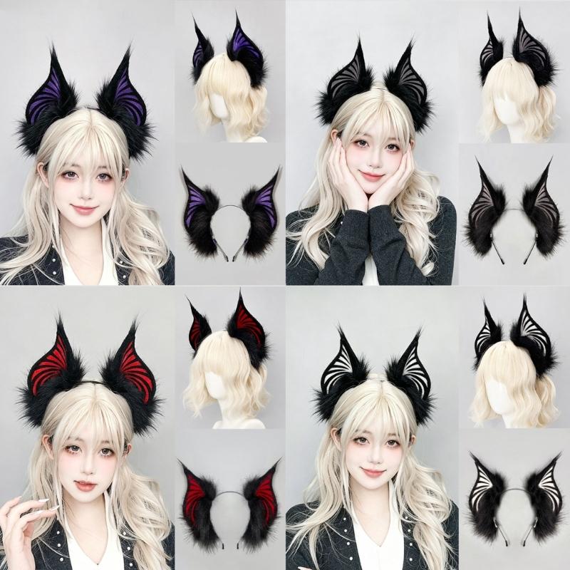 Gothic Bat Creature Ears Headpiece Cosplay Plush Hair Hoop Props For Role Play And Costume Event LARP