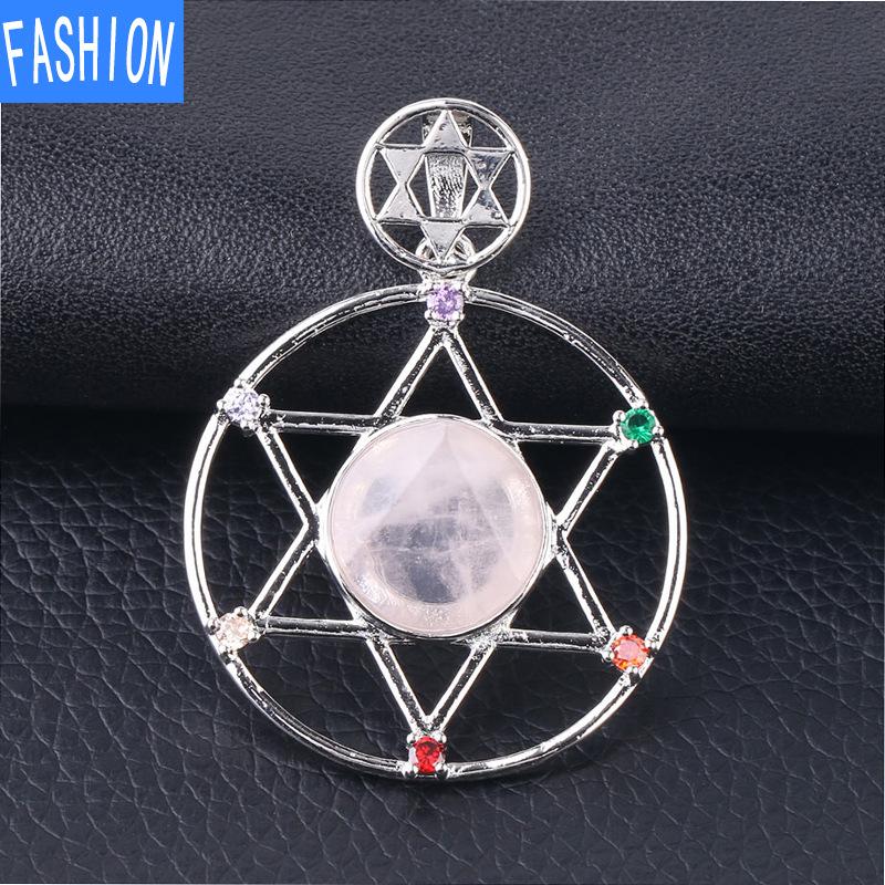 Yönlü Kristal Taş David'in Yıldızı David'in Kalkanı Altı Sivri Yıldız Çift Katmanlı Elmas Kolye Kolye Erkekler Ve Kadınlar Için