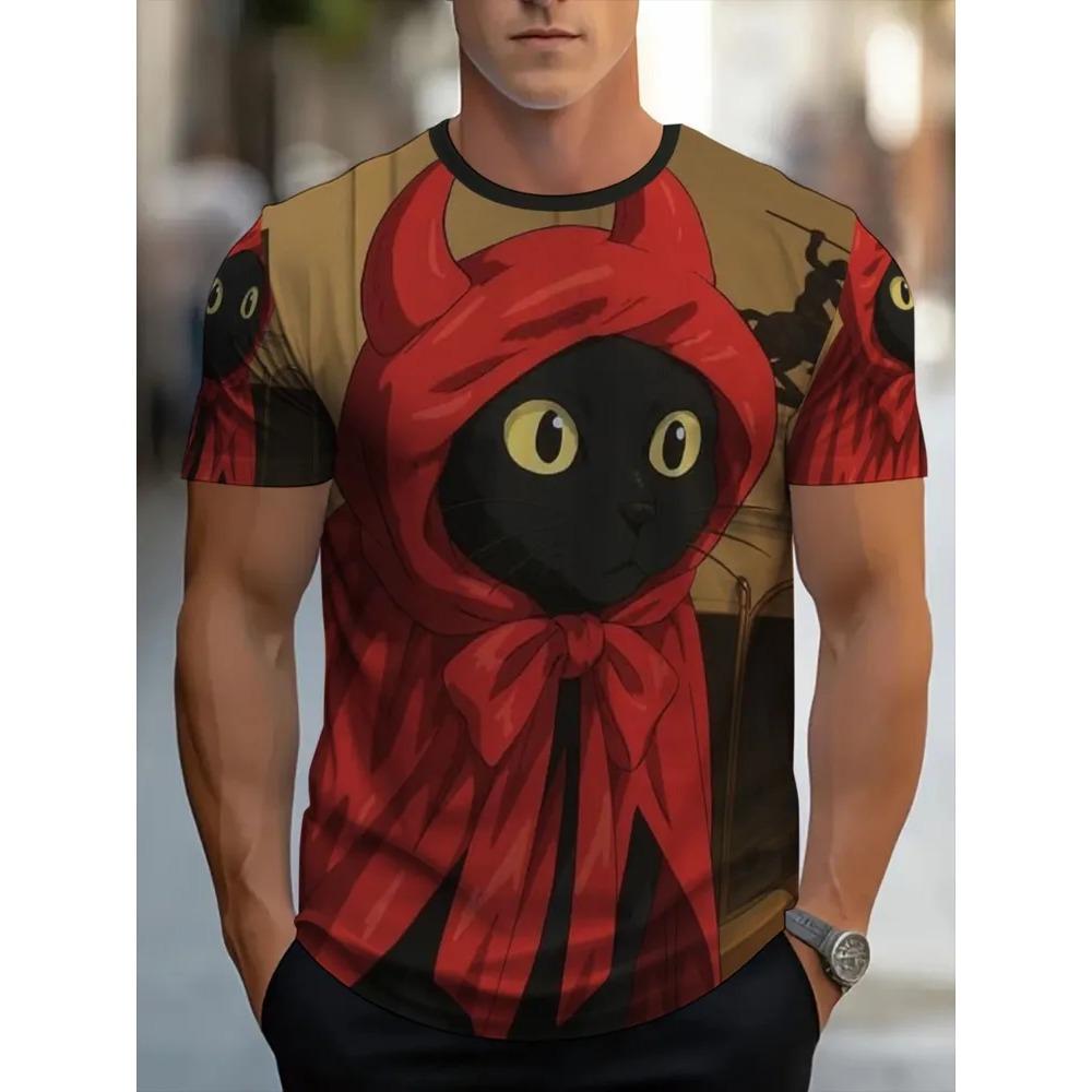 Summer Fashion Comfortable Loose Large T-shirt Animal 3D Printed Casual Breathable Sports Versatile Round Neck Short Sleeved Men's T-shirt