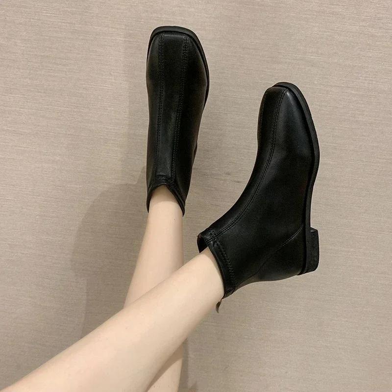 Fashion Booties Waterproof Ankle Boots for Women Winter 2024 Flat Pu Chic and Elegant High Quality On Offer Promotion Woman Short Shoes