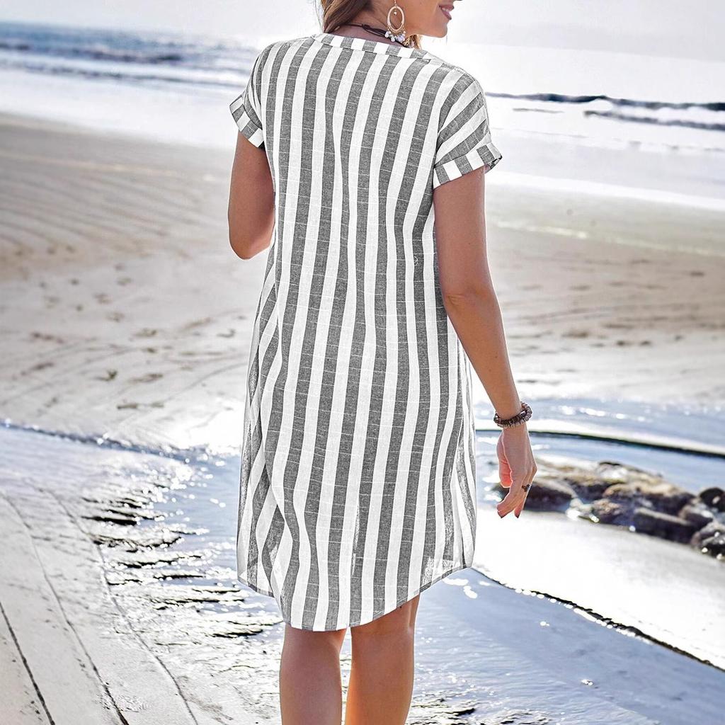 Summer Shirt Women's Fashion, Loose, Casual and Elegant, Casual Striped Shirt Top