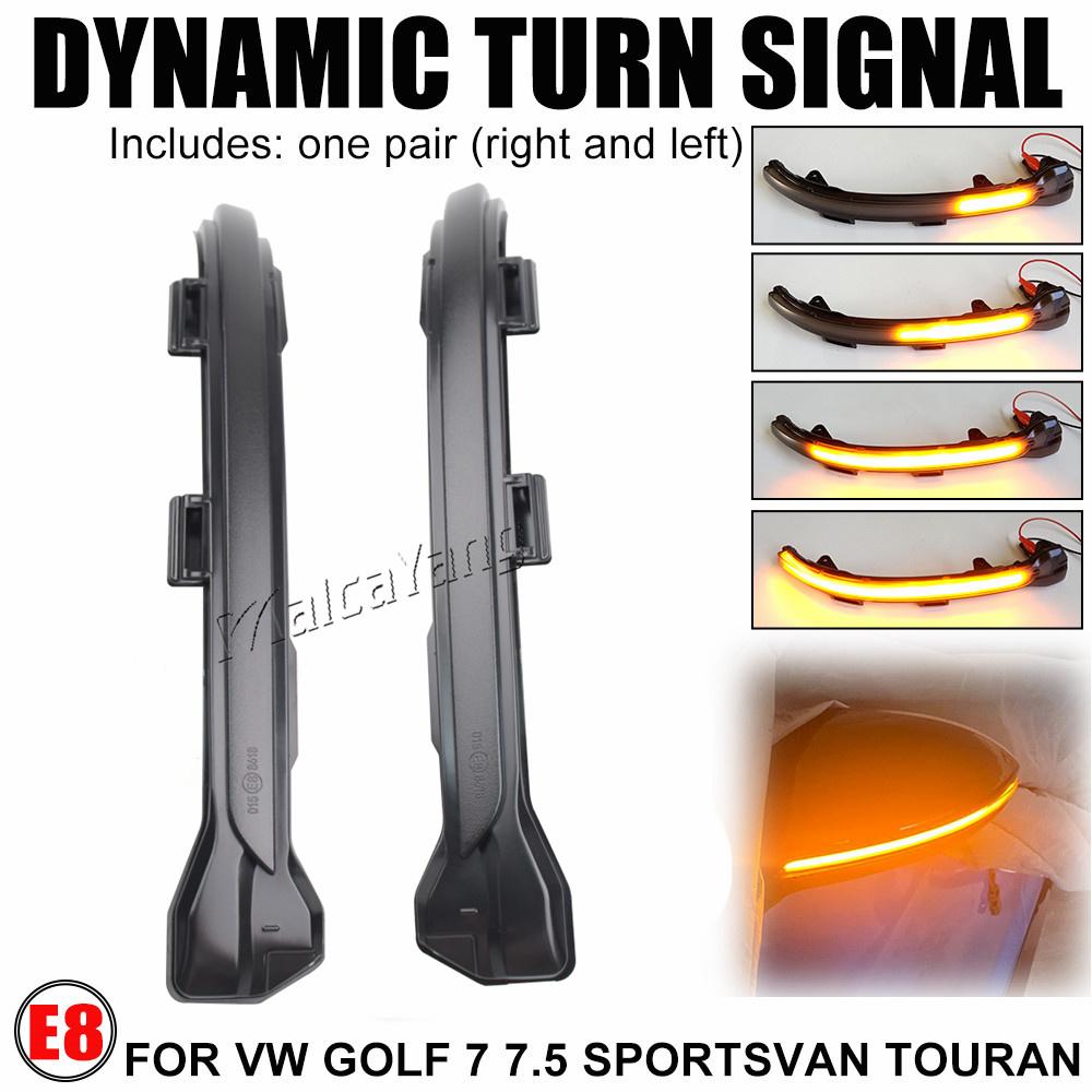 For VW Volkswagen Golf 7 Jetta MK7 19 VII MK7 Golf 7.5 GTI R Touran LED Dynamic Turn Signal Blinker Side Mirror Indicator Light
