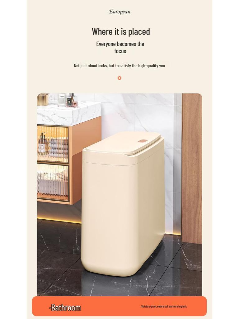 Schub-Mülleimer mit Deckel, Großes Fassungsvermögen für Wohnzimmer/Badezimmer