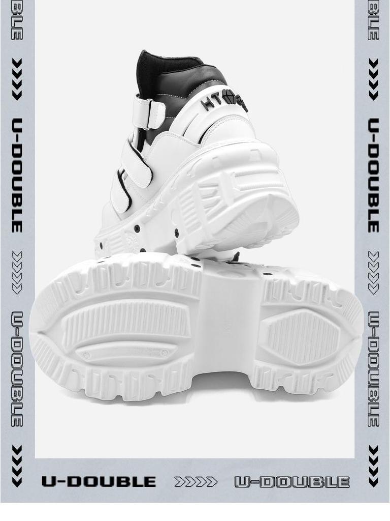 Summer Cross-border Platform Punk Boots: Unisex Thick-soled, Height-increasing High-top Shoes.