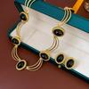 Black Gold Vintage Necklace Gifts Bridal Jewelry Sets Fashion Oval Earrings  Bride