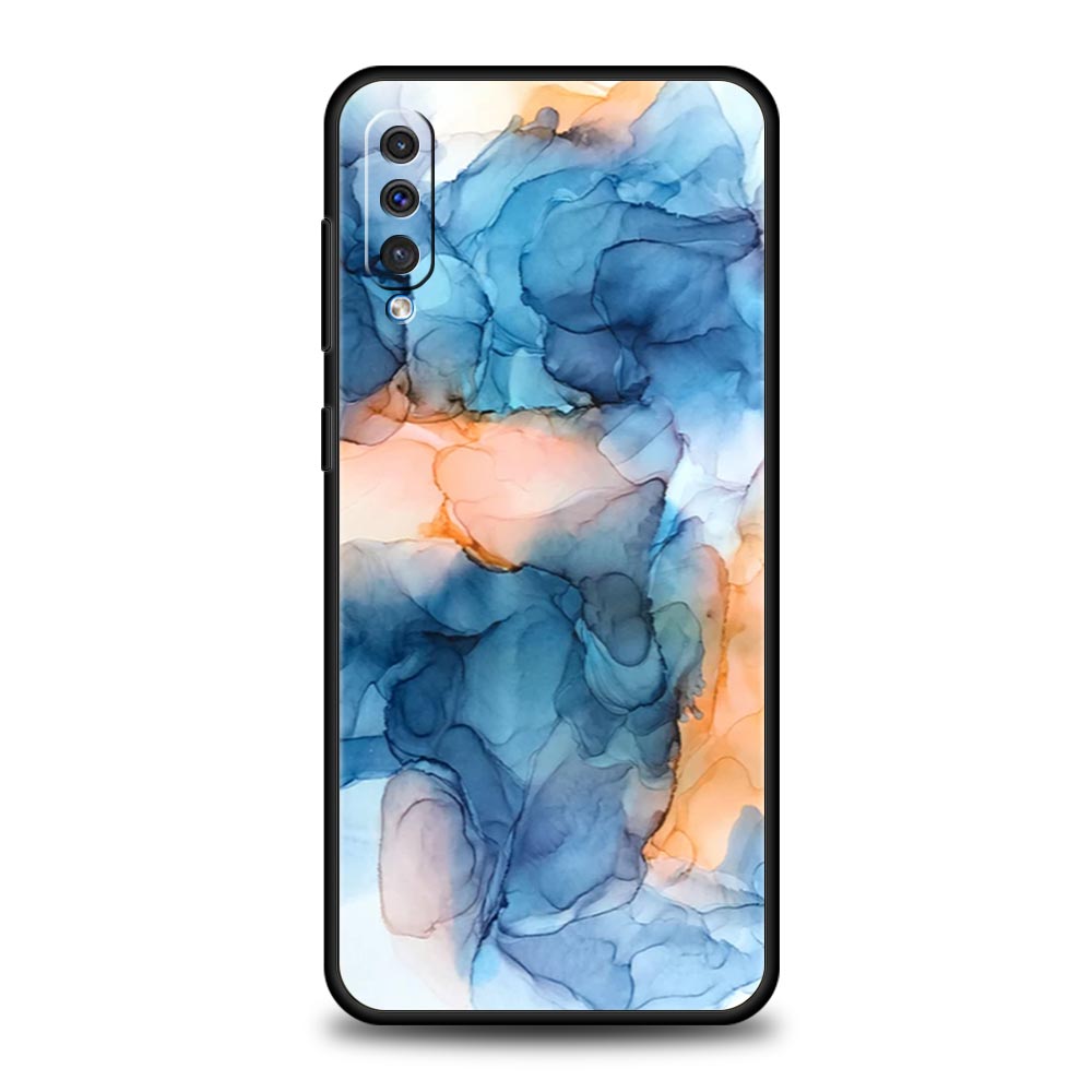 Ink Brush Painting Marble Case For Samsung A54 A52 A24 A14 A50 A72 A70 A30 A40 A20S A20E A02S A12 A22 A34 A42 A32 5G A04s Cover