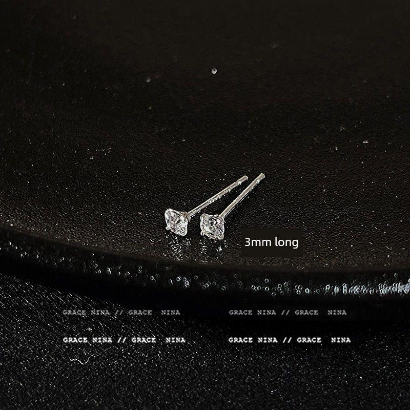 

2025 New Arrival Best Selling Sparking Zirconium Stud Earrings for Women Ear-Caring 925 Silver Earrings Bone Nail Fancy Earrings Elegant Earrings 3mm silver zircon earrings