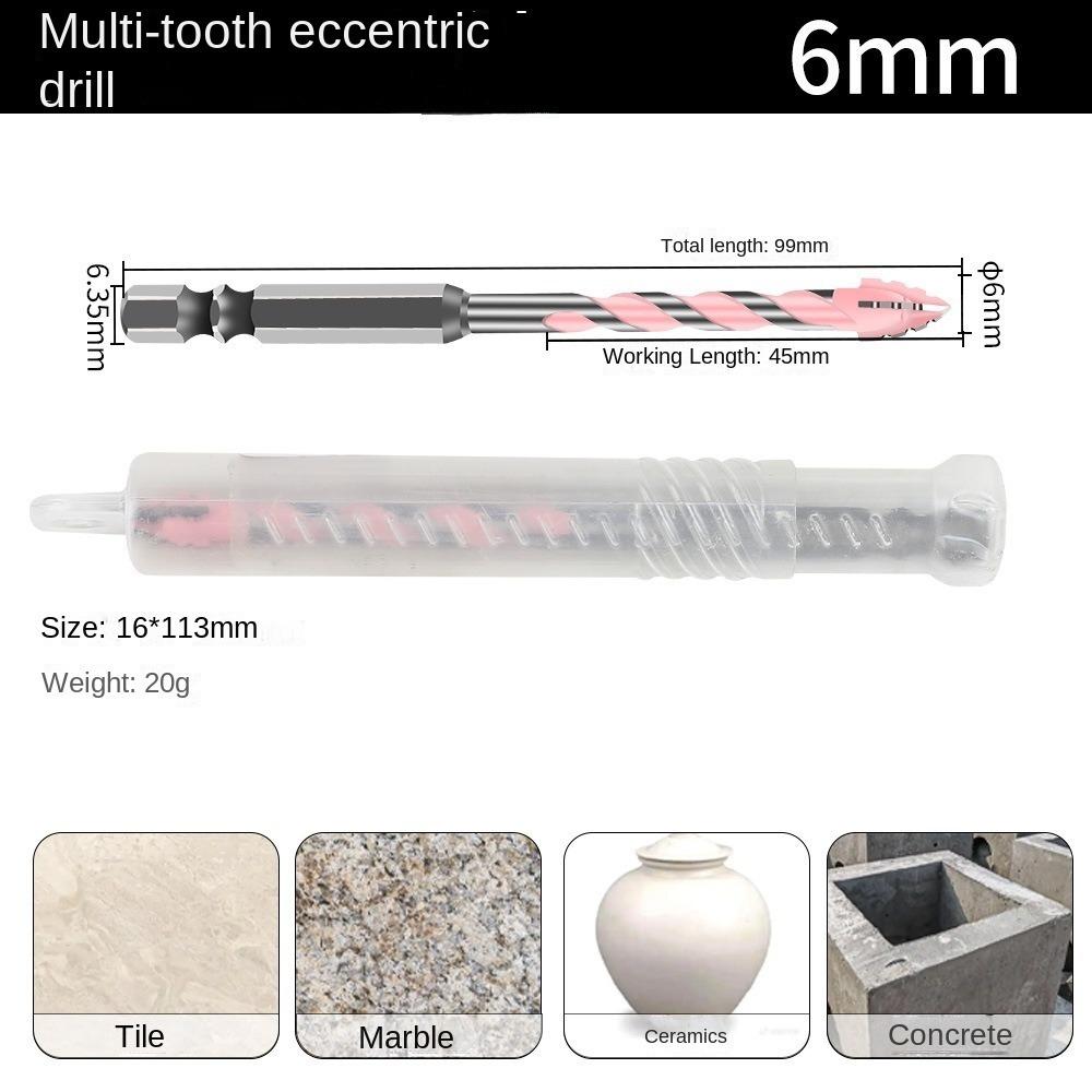 

Four-Edged Eccentric Drill Bit Skewed Head Serrated Concrete Drill Bit Set High Hardness Hexagonal Shank Drill Bit Drilling Tool