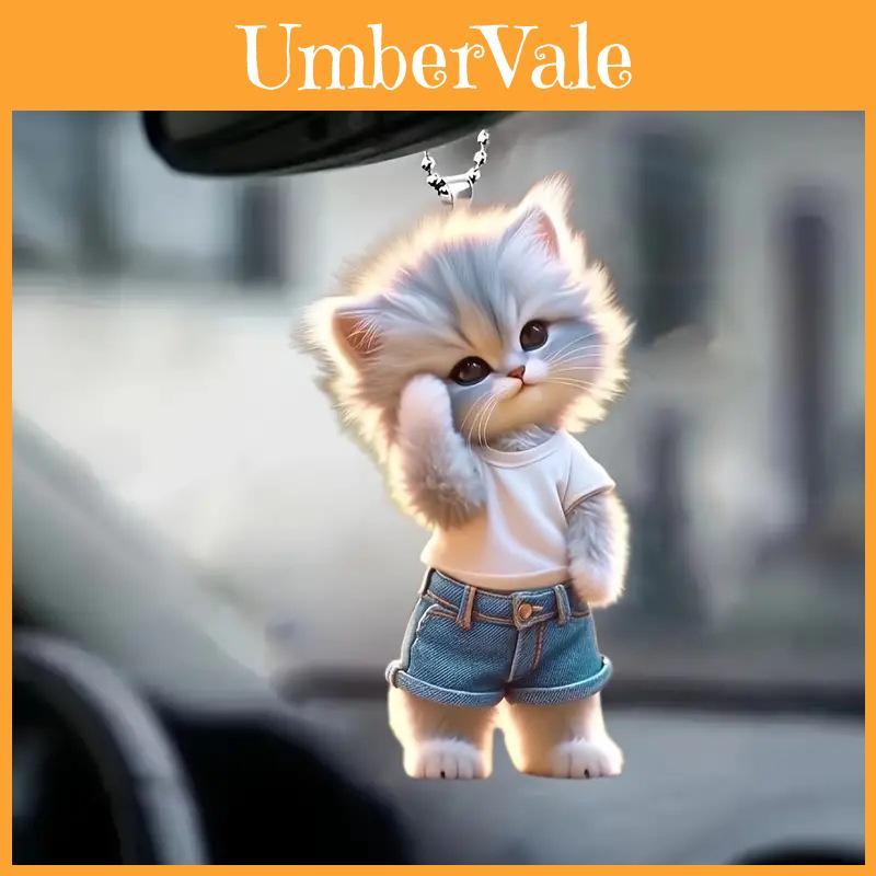 Adorable Acrylic Cat Car Hanging Decoration For Home And Backpack Accessories