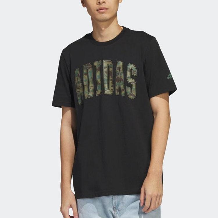 Adidas Camouflage Logo Print Crew Neck Short Sleeve T-Shirt Men Tops Black HS3213