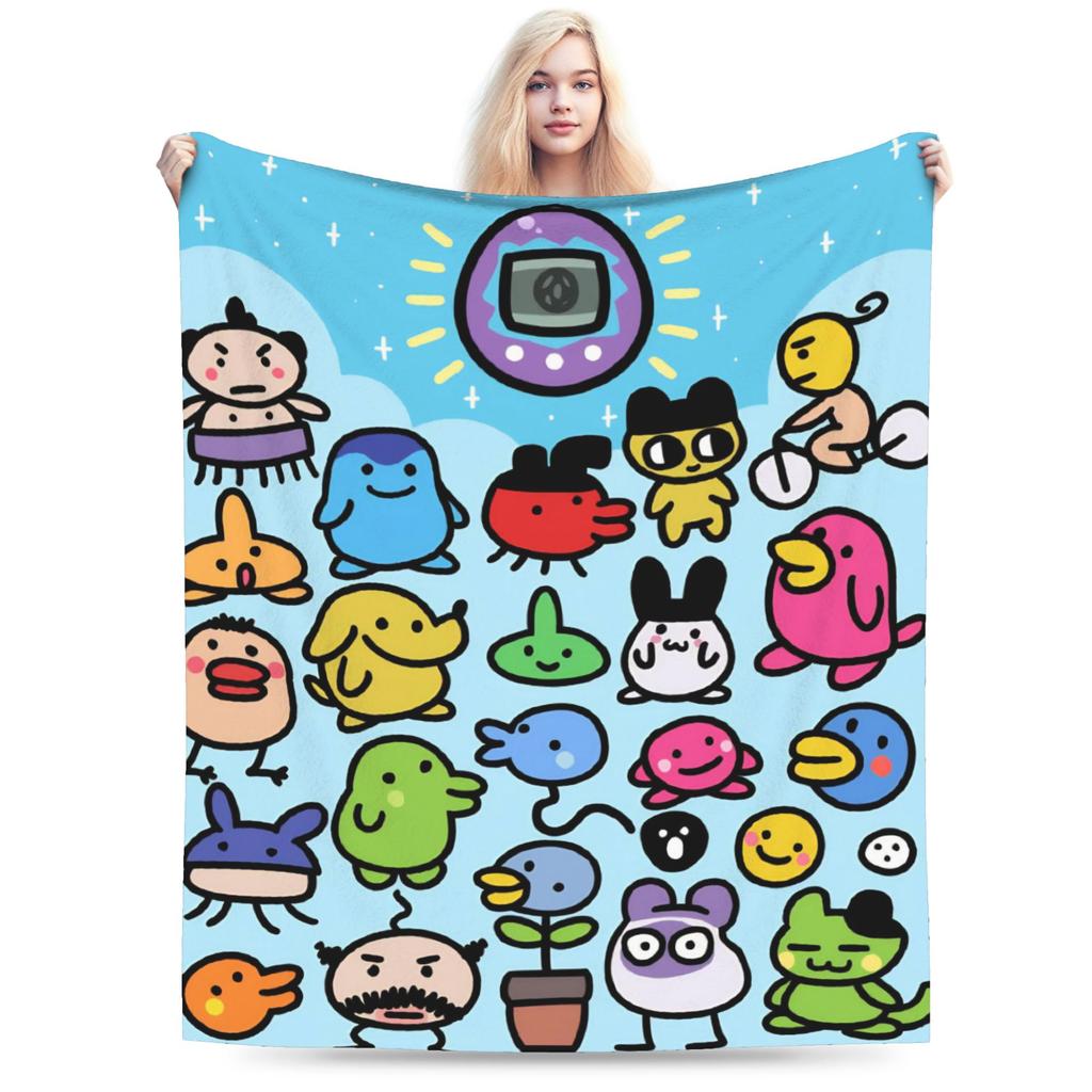 Tamagotchis Mametchi Flannel Blanket Spring Soft Bedding Throws for Girls Boys Couch Chair Print Bedspread Sofa Bed Cover