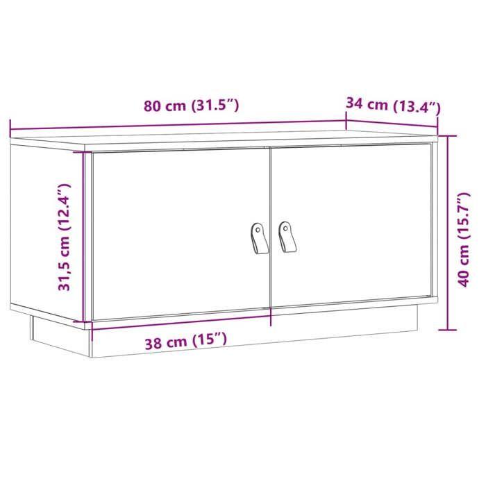 VidaXL Meuble TV Gris 80x34x40 cm Bois de pin massif 818232