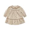 Rabi Girls' Corduroy Retro Lapel Long Sleeve Dress