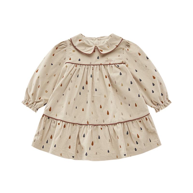 Rabi Girls' Corduroy Retro Lapel Long Sleeve Dress