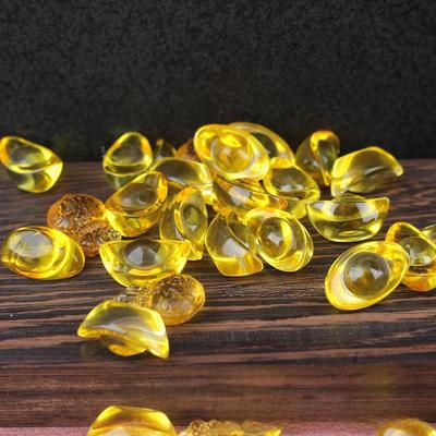 Golden Glazed Ingot Home Decor: Yellow Crystal Glass Blessing Bag & Cornucopia Companion