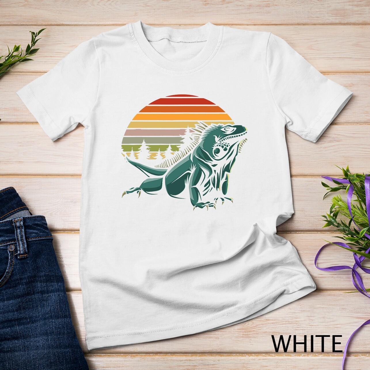 Iguana Retro Sunset Reptiles Unisex T-Shirt Mens Womens Tees Top L