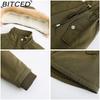 BITCED Autumn/Winter Women's Thickened Shearling-Lined Cotton Coat Loose-Fit Cotton Jacket with Detachable Hood and Fleece Lining