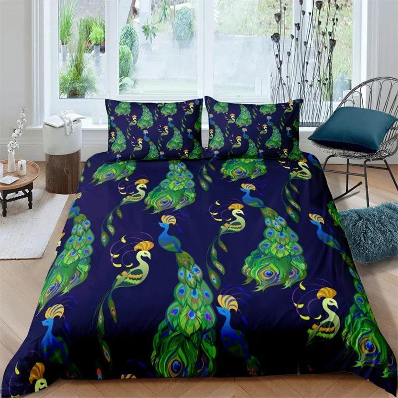 

Kids Peacock Duvet Cover Set Twin Queen Birds Feather Pattern Quilt Cover Branch Flowers Bedding Set Microfiber Bedspreads Cover EU Single(135x200cm)