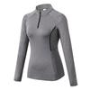 Women's Quick-Dry Long Sleeve Bodycon Sports Yoga Top with Half-Zip and Stand-Up Collar.
