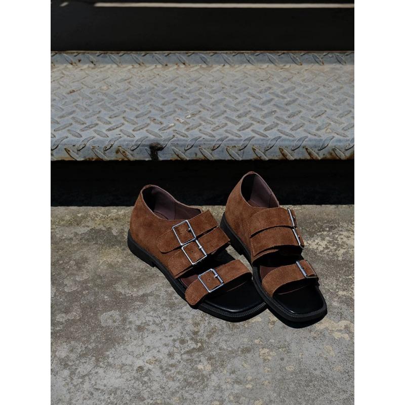 

Версия из овчины~ внутренняя высота увеличивается на 7 см, сандалии с открытым носком, женские летние, для улицы, на танкетке, с ремешком и пряжкой, туфли на высоком каблуке, ретро, женские 34