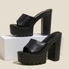 Liyke Punk Style Black White Chunky High Heels Slippers For Women Non -Slip Thick Bottom Platform Sandals Ladies Summer Shoes