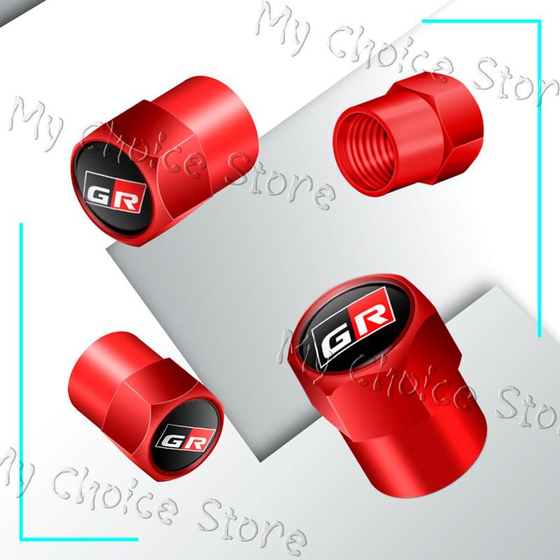 4Pcs/Set GR Sport Logo Car Styling Wheel Tire Valve Air Caps Stem Dustproof Cover For Toyota GR Gazoo Racing Sport Prius Camry