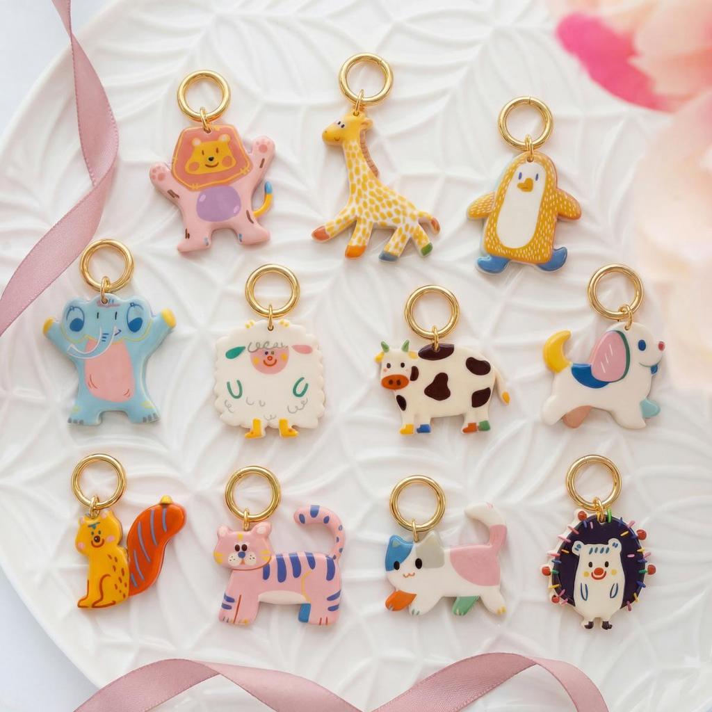 New European & American Animal Series: 18K Stainless Steel Vacuum-Plating Drip Oil DIY Pendants - Colorfast & Stylish