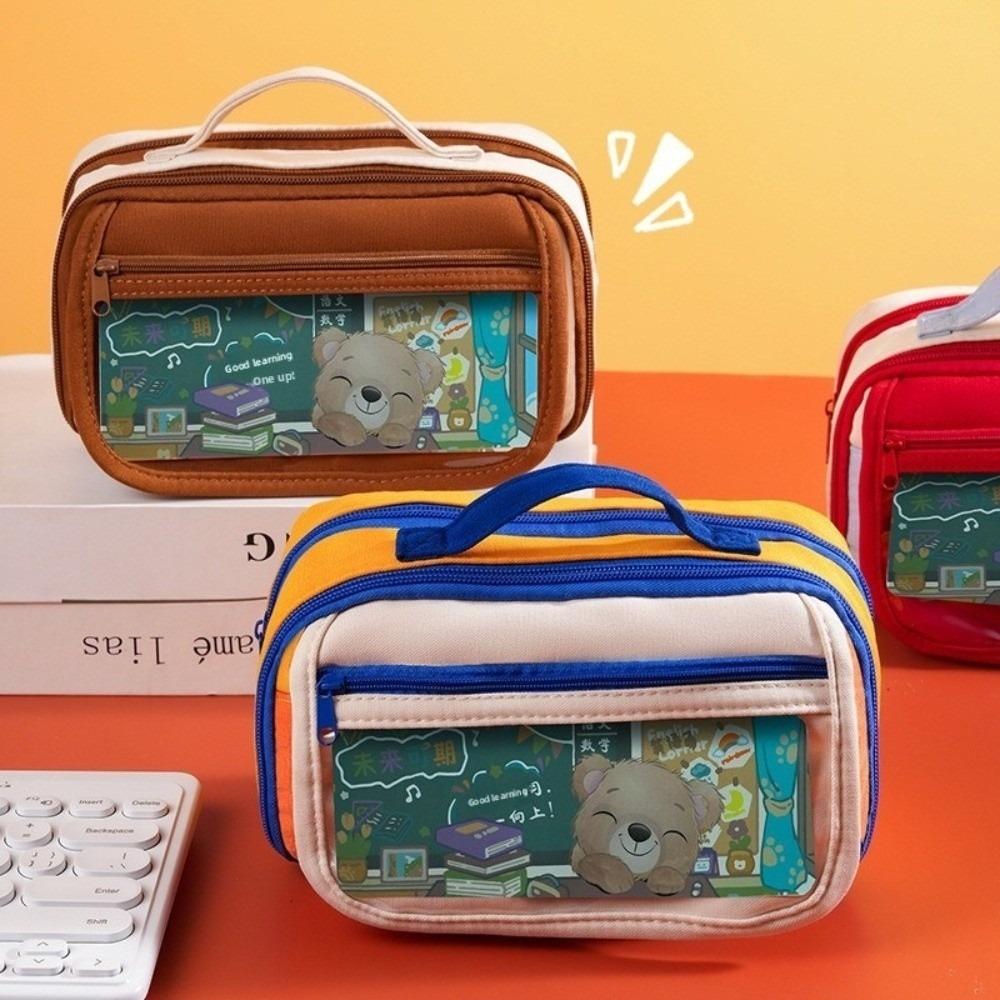 Flip Cover Pen Bag Multilayer Stationery Organizer New Pencil Case Gifts