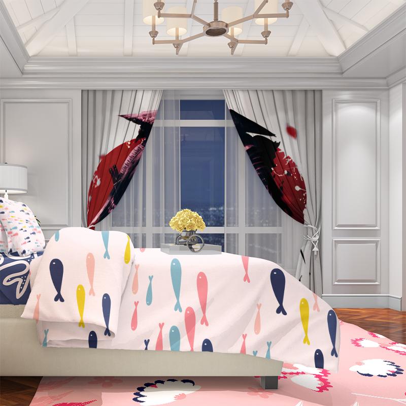 2pcs- Japanese Solo Samurai Polyester Curtains, Pole Bag Curtains 42*84, Bedroom, Living Room, Home Room Decoration