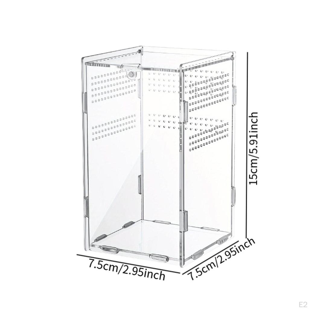 Jumping Enclosure Breeding Box Front Opening Door Clear Ventilation Holes Reptile Habitat Acrylic
