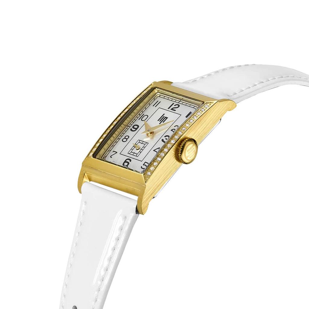 LIP T18 Churchill Diamant Gold Weißes Leder Armbanduhr 671442 Herren Unisex