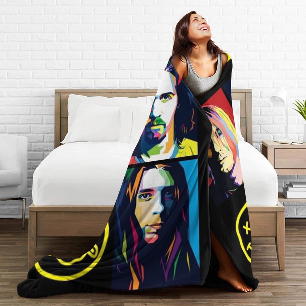 Nirvana Face Band Blanket Quality Super Soft Throw Blanket Autumn Travel Couch Chair Print Bedspread