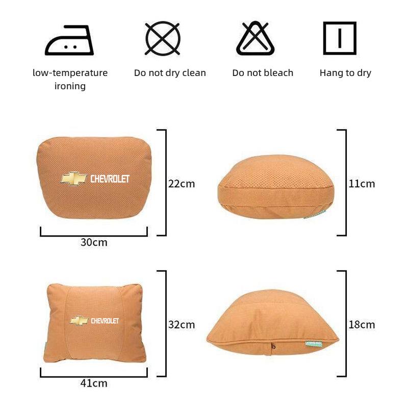 Car Logo Neck Pillow & Lumbar Support Set Breathable Headrest Cushion For Chevrolet Cruze Malibu Colorado Equinox Spark Keychain