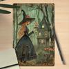 Chic Witch-Themed Metal Wall Art - 8x12" Vintage Tin Sign with Pre-Drilled Holes, Easy To Hang | Perfect for Bedrooms, Bathrooms
