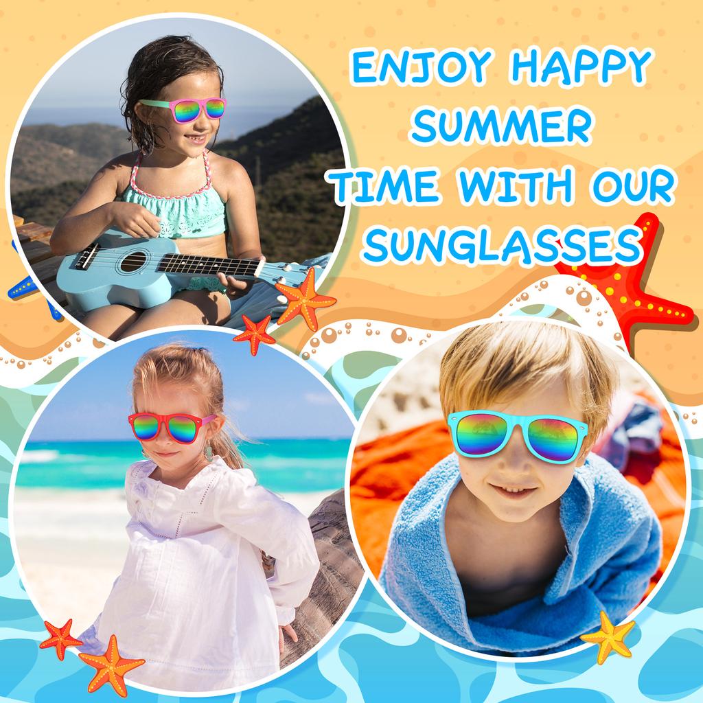 Opakowanie 24 szt. Neonowe Okulary Przeciwsłoneczne dla Dzieci Multipack Unisex Styl Retro Kolorowe Okulary Hurtowo Dla Chłopców Dziewcząt