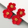 Fashion Sweet Colorful Multilayer Flower Drop Earrings Simple Alloy Lacquer Earrings for Women Jewelry Gifts PD722