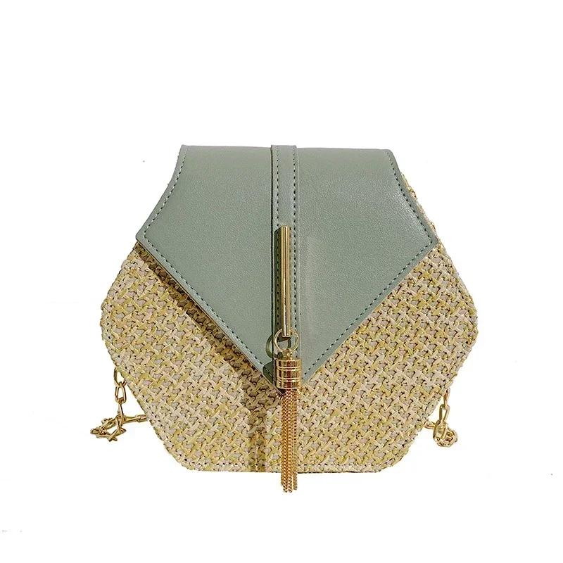Women's straw bag with chain all-in-one bag popular new and elegant personality spring and summer