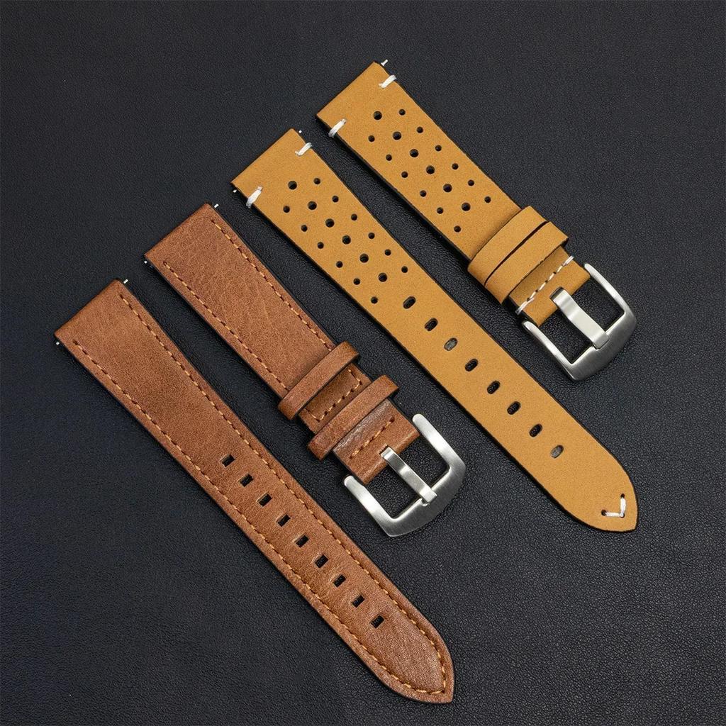 2 szt. 20mm Skórzany Oddychający Pasek dla Samsung Galaxy Watch 7 6 5 4 40/44mm 6Classic 5Pro Pasek 22mm dla Huawei GT5 3 4Pro Pasek do Zegarka
