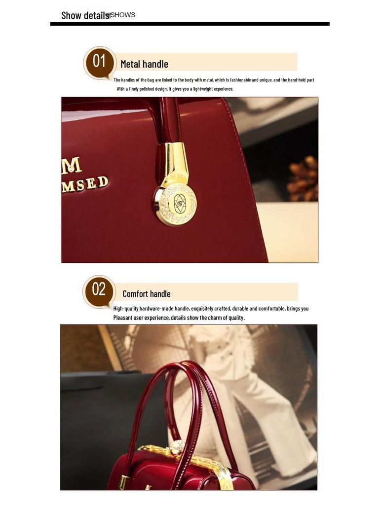 Elegant Patent Leather Women's Bag - Versatile Handbag, Shoulder & Crossbody for Stylish Moms 2025