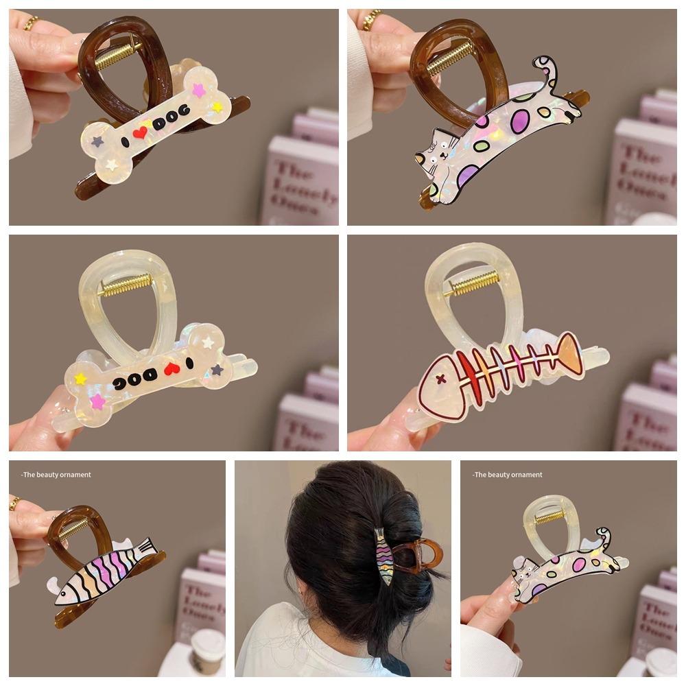 

Fish Animal Hair Claw Plastic Bone Hair Claw Headwear Cat Shark Clip Work white-cat