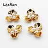 Shiny 5Pc 35x39mm Shell Pearl Flower Buttons Alloy Rhinestone Jewelry Accessories Bride Bouquet Flower die Bag Hair Materia